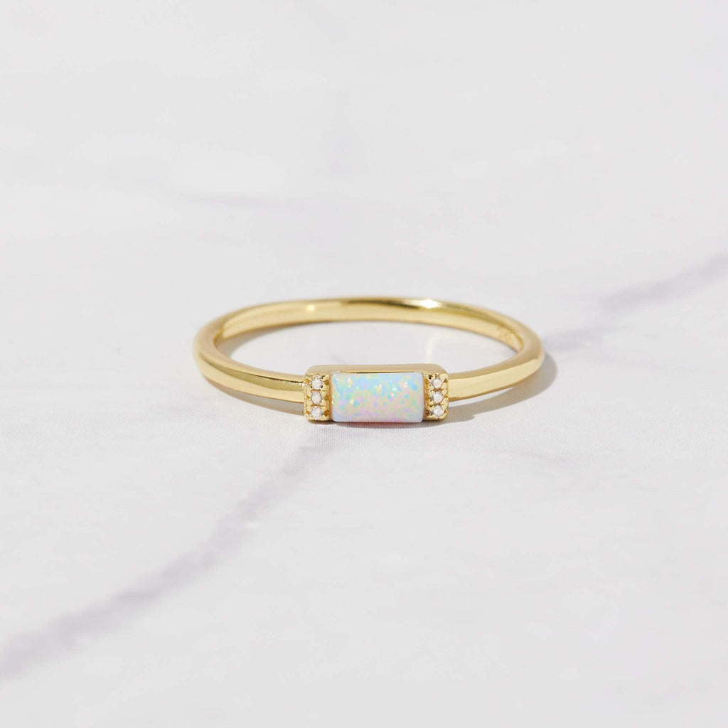 Opal Baguette Stacking Ring