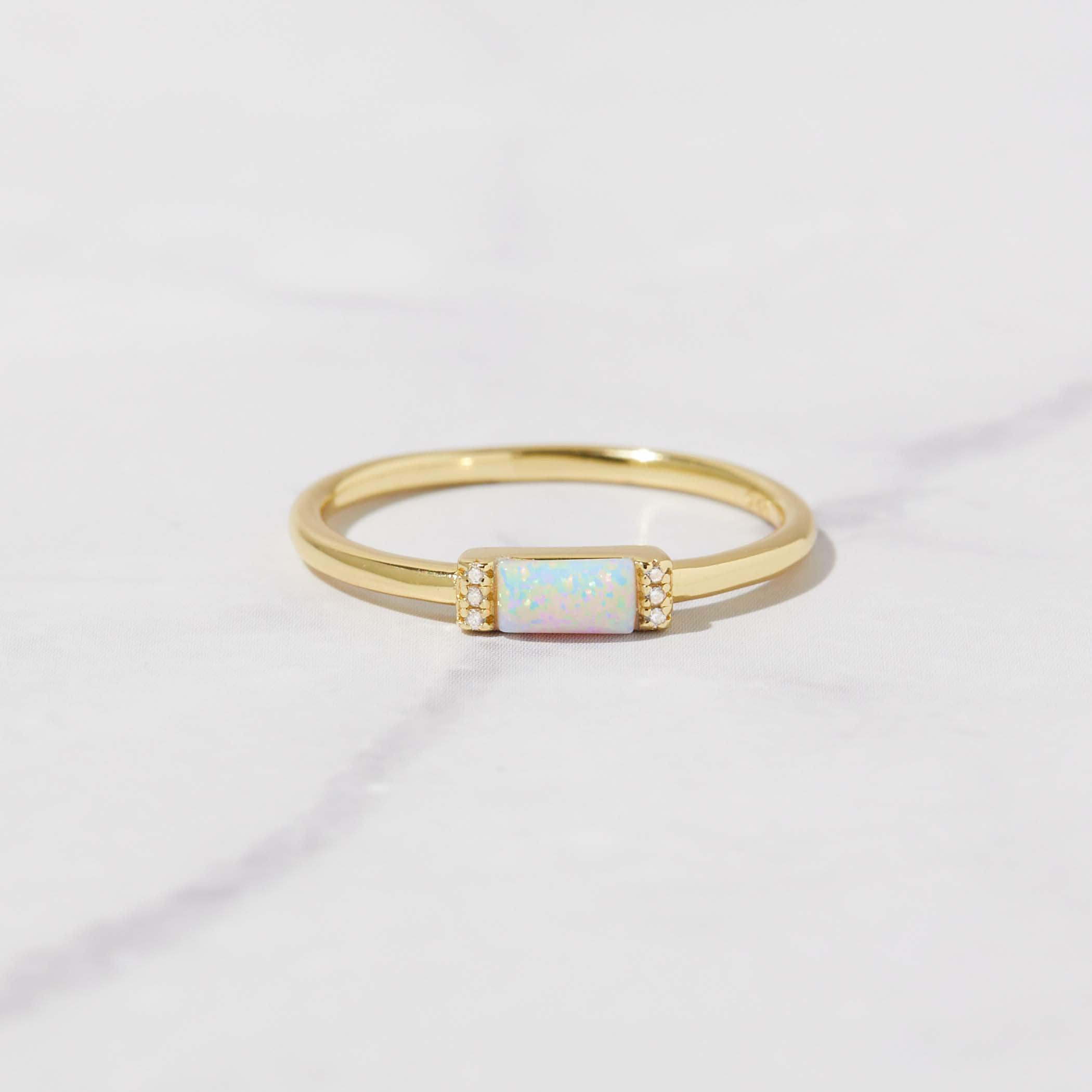Opal Baguette Stacking Ring
