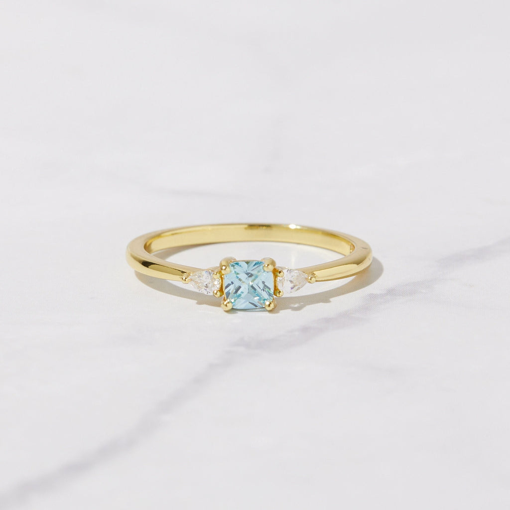 Aquamarine Gold Minimalist Ring