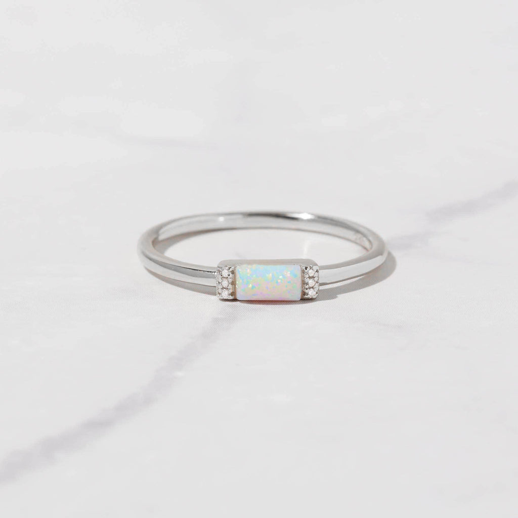 Opal Baguette Stacking Ring