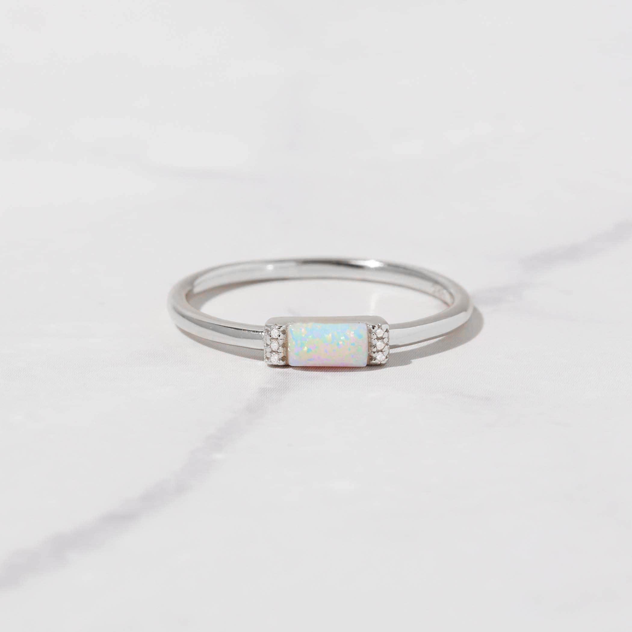 Opal Baguette Stacking Ring