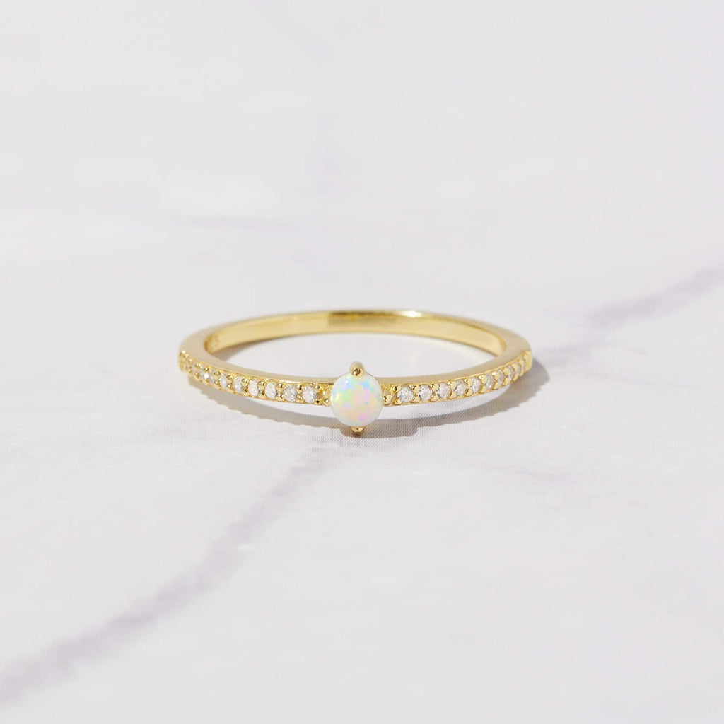 Dainty Opal Solitaire Ring