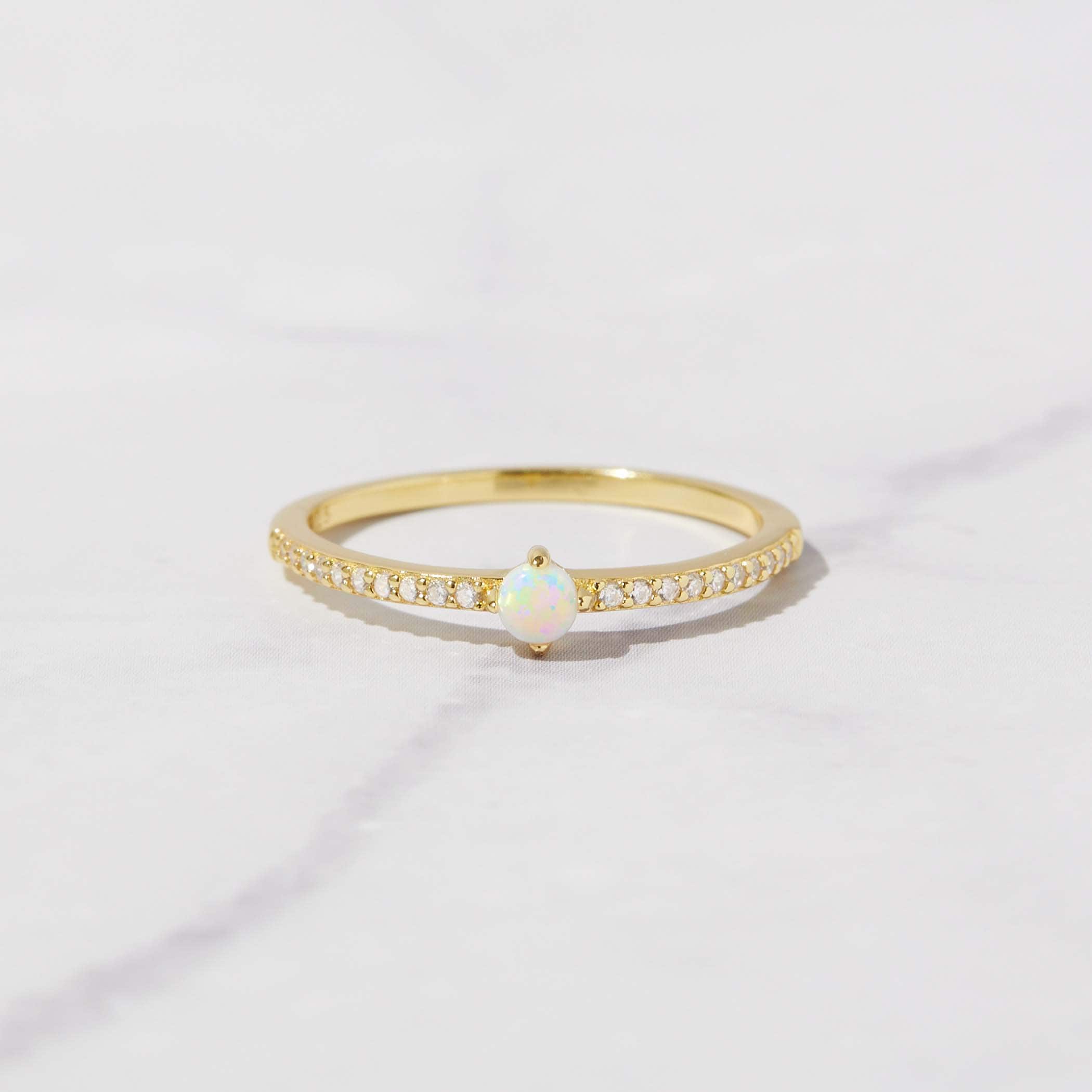 Dainty Opal Solitaire Ring