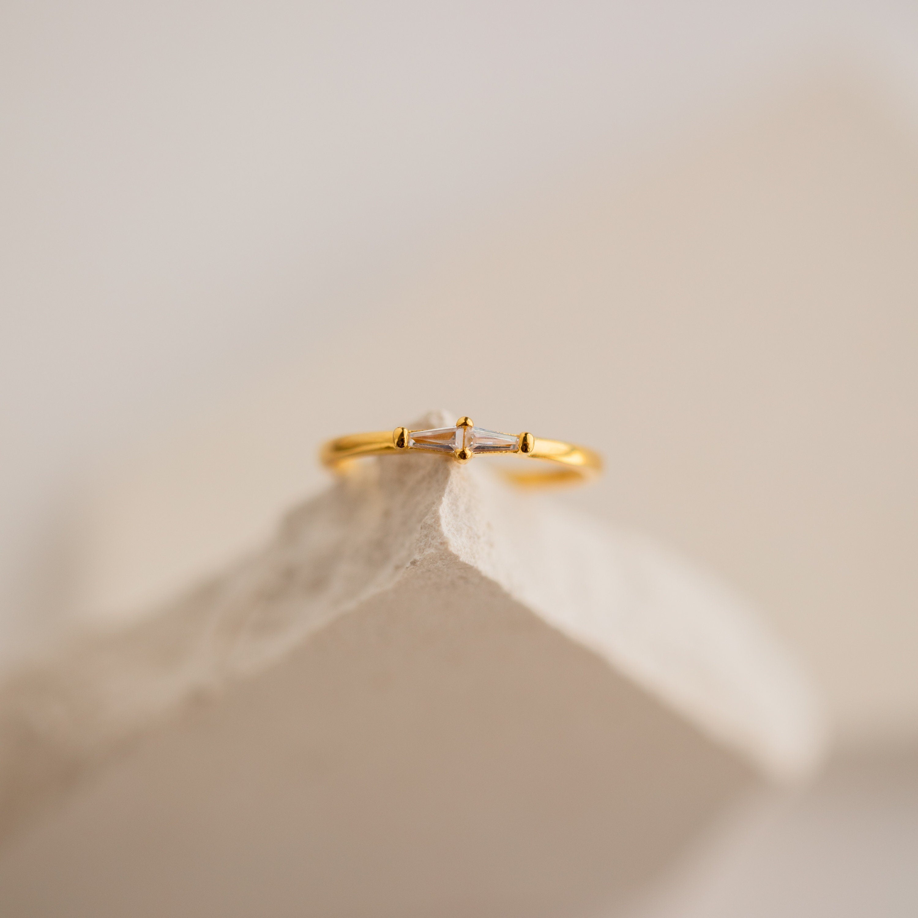 Baguette Diamond Ring by Caitlyn Minimalist • Dainty Gold Stacking Ring Band • Minimalist Engagement Ring • Romantic Gifts • RR066