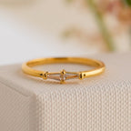 Baguette Diamond Ring by Caitlyn Minimalist • Dainty Gold Stacking Ring Band • Minimalist Engagement Ring • Romantic Gifts • RR066