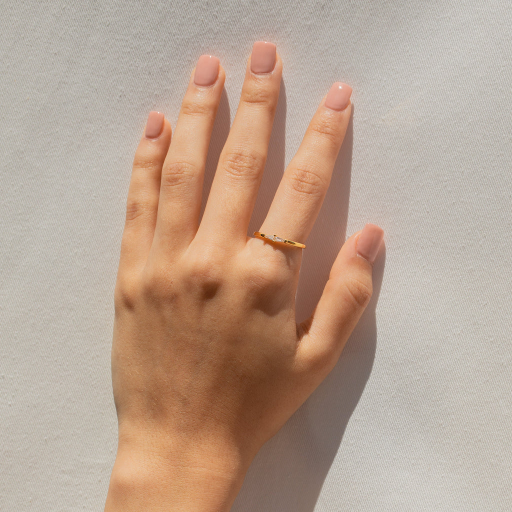 Baguette Diamond Ring by Caitlyn Minimalist • Dainty Gold Stacking Ring Band • Minimalist Engagement Ring • Romantic Gifts • RR066