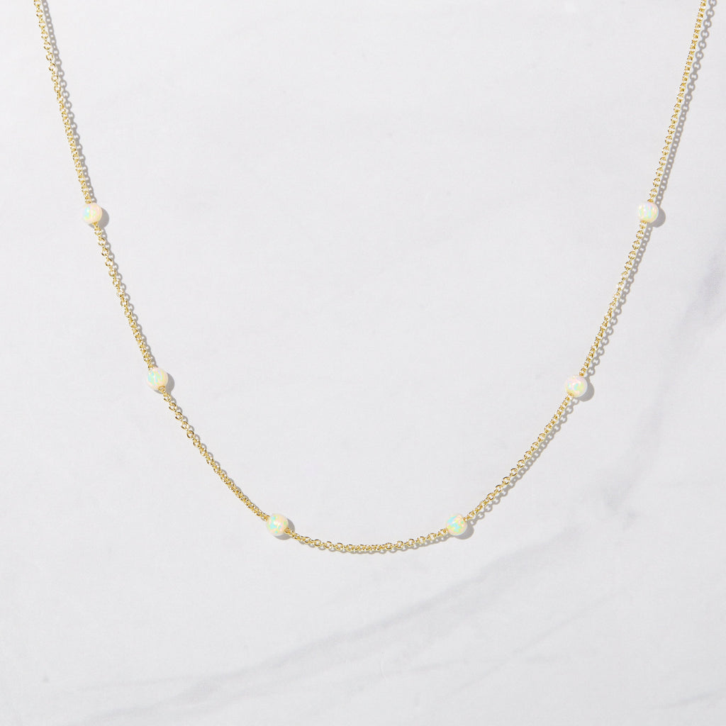 Dainty White Opal Necklace