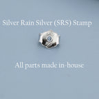 Dainty Cloud and Moonstone Raindrop Stud Earrings in Sterling Silver, Silver or Gold, Cloud Earrings, Moonstone Droplet Earrings