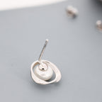 Genuine Freshwater Pearl and Mobius Circle Stud Earrings in Sterling Silver, Delicate Keshi Pearl Halo Earrings,  Genuine Freshwater Pearls