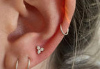 Very Tiny Three Dot Trio Stud Earrings in Sterling Silver with Sparkly CZ Crystals, Simple and Minimalist, Geometric and Discreet