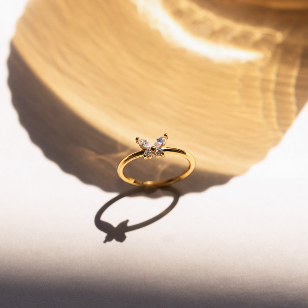 Butterfly Ring by Caitlyn Minimalist • Dainty Diamond Promise Ring • Minimalist Crystal Butterfly Jewelry • Birthday Gift for Her • RR082
