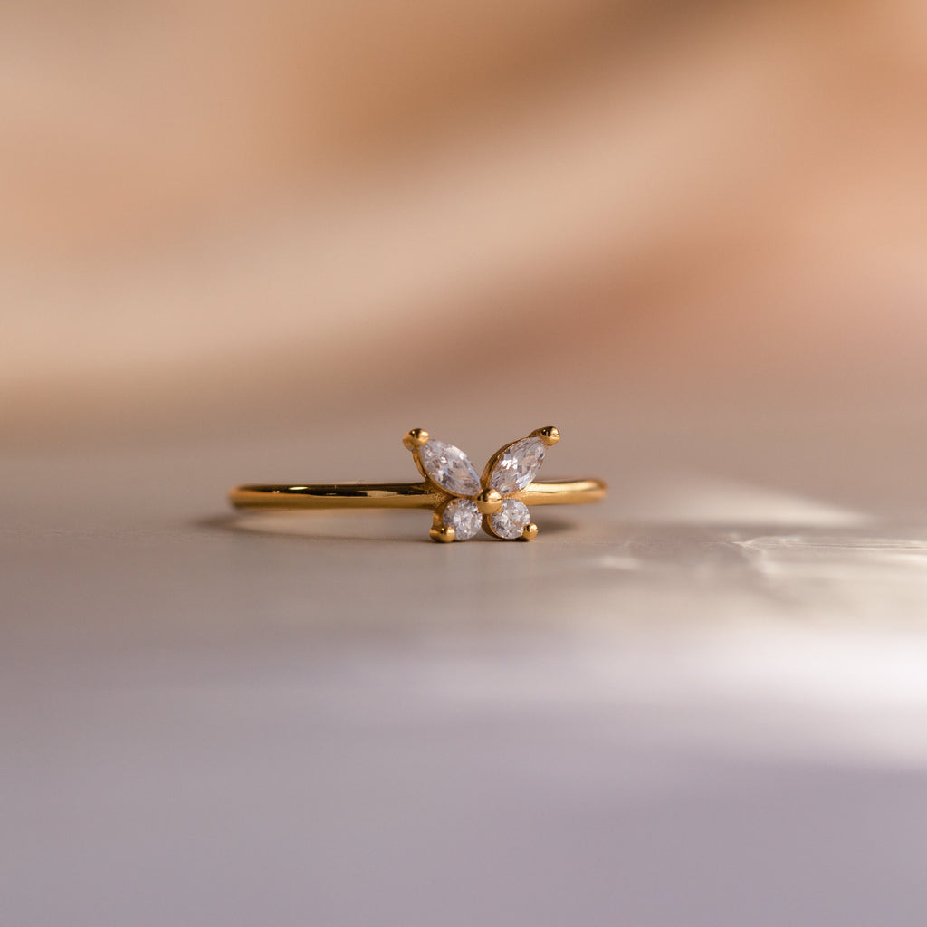 Butterfly Ring by Caitlyn Minimalist • Dainty Diamond Promise Ring • Minimalist Crystal Butterfly Jewelry • Birthday Gift for Her • RR082
