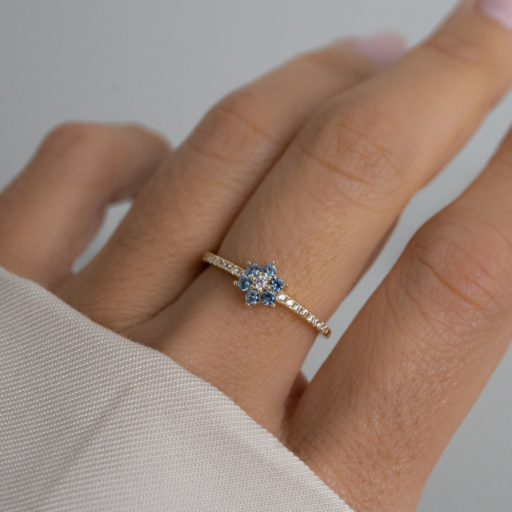 Aquamarine Gold Minimalist Ring