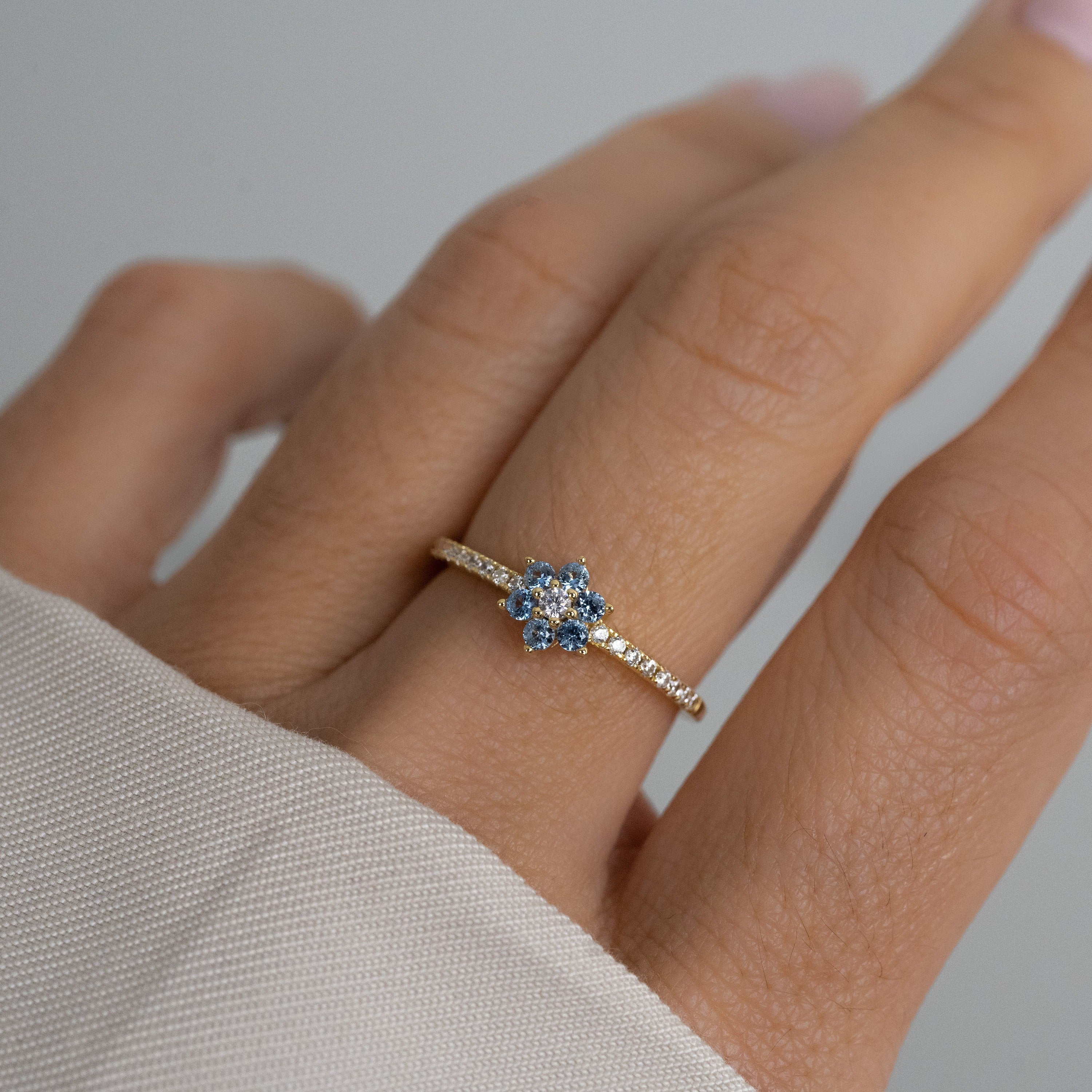Aquamarine Gold Minimalist Ring