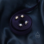 Moonstone Star Huggie Hoop Earrings in Sterling Silver, Silver or Gold, Simulated Moonstone Star Hoops, Celestial Earrings, Star Earrings