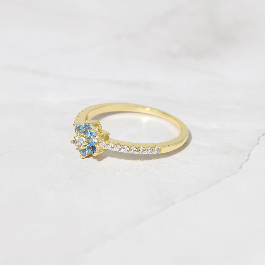 Aquamarine Gold Minimalist Ring