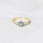 Aquamarine Gold Minimalist Ring
