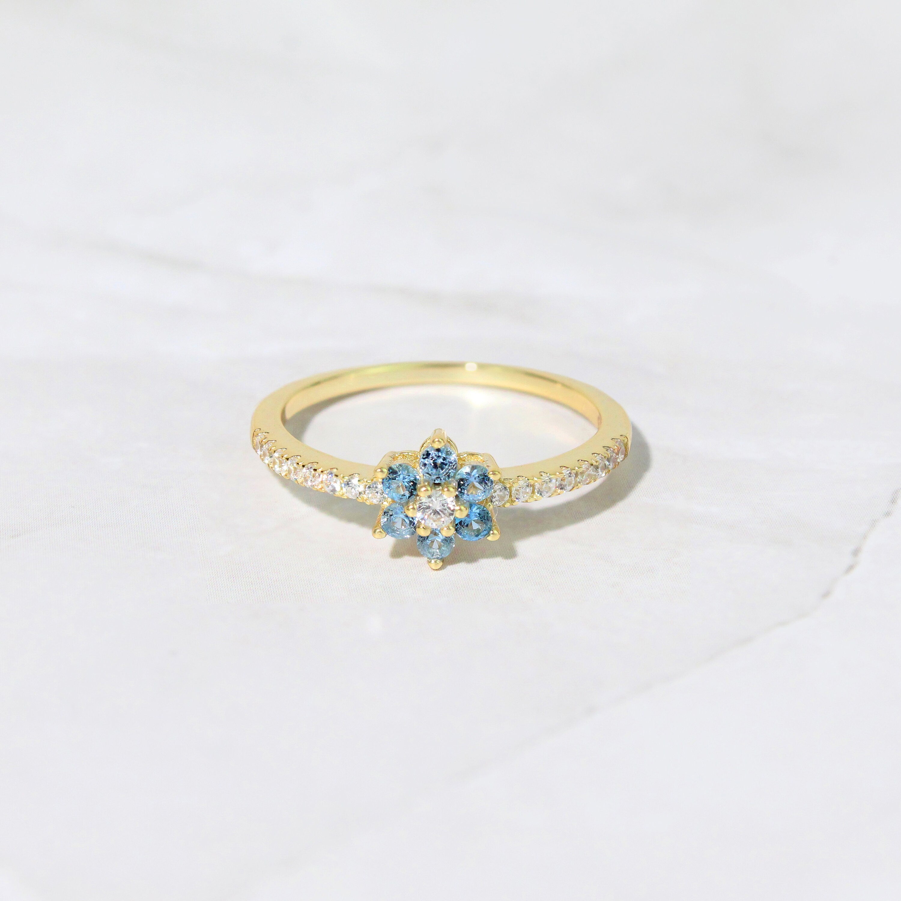 Aquamarine Gold Minimalist Ring