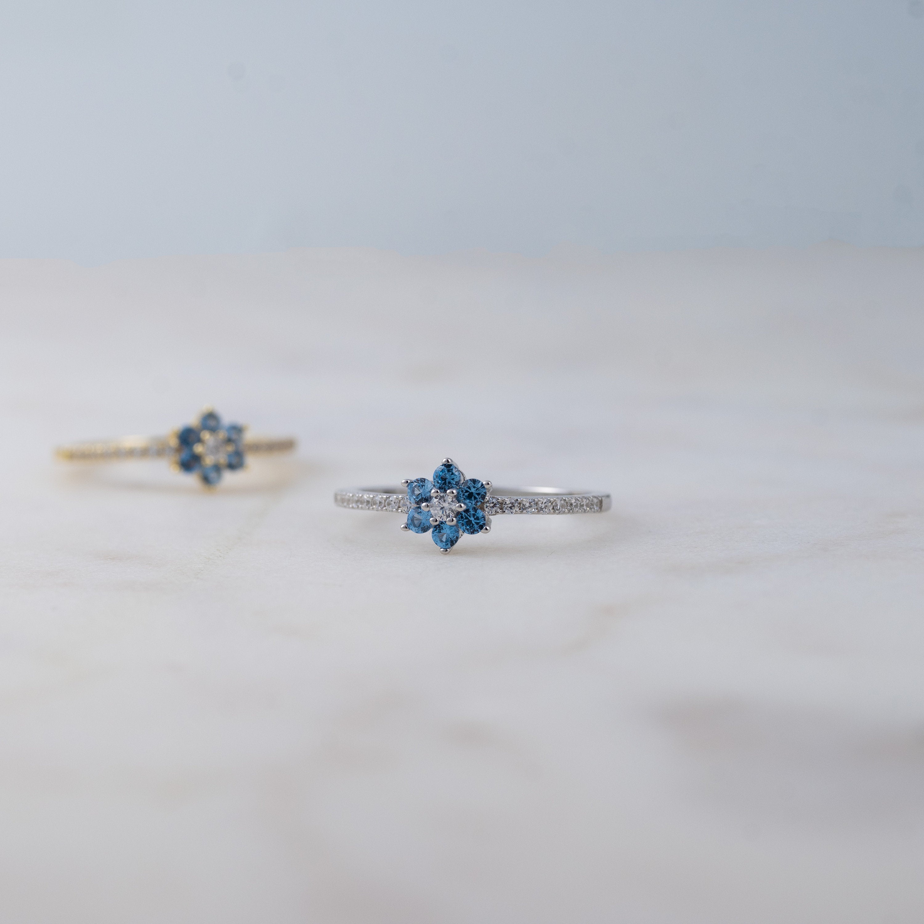 Aquamarine Gold Minimalist Ring