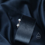 Moonstone Star Huggie Hoop Earrings in Sterling Silver, Silver or Gold, Simulated Moonstone Star Hoops, Celestial Earrings, Star Earrings