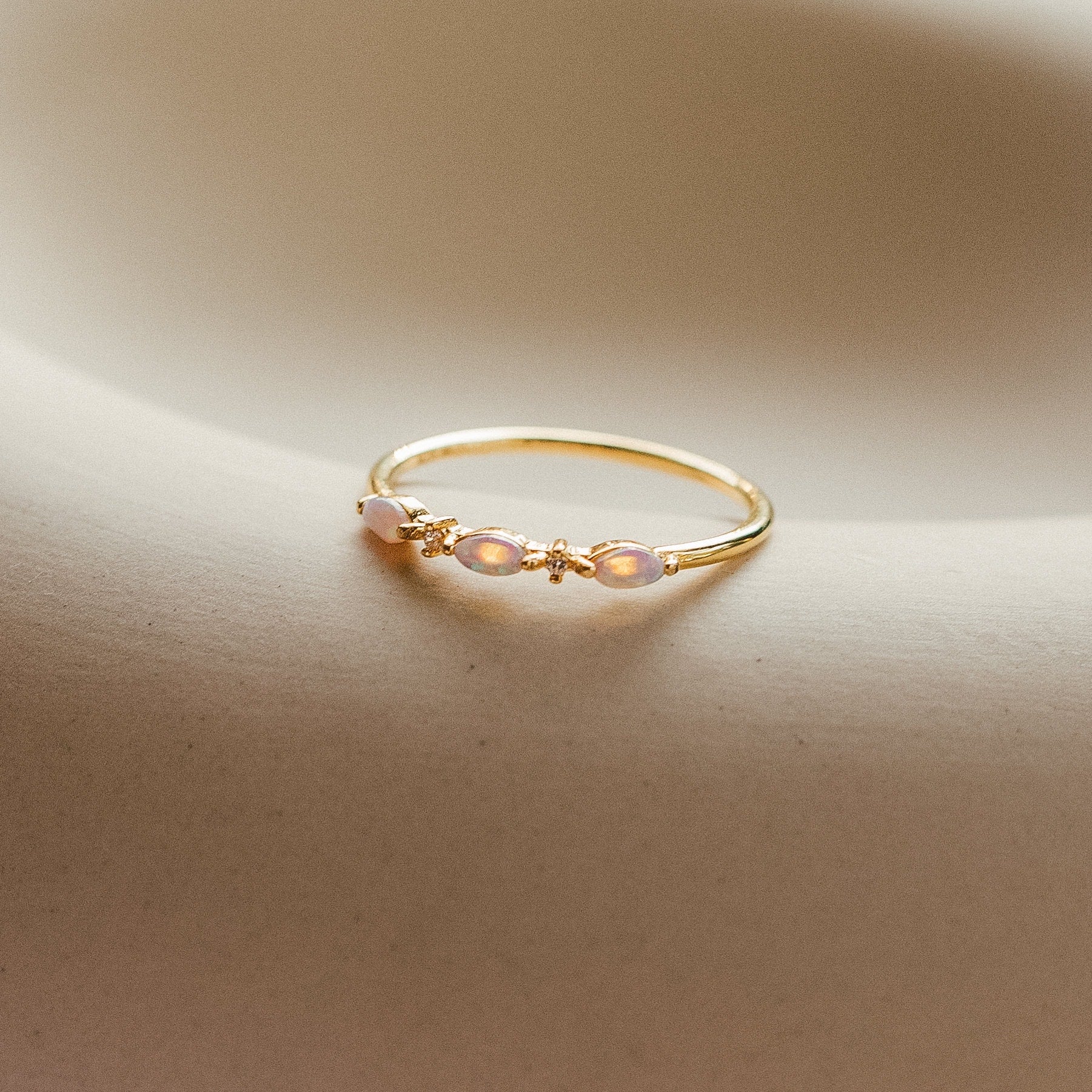 Delicate Opal Ring by Caitlyn Minimalist • Diamond Opal Marquise Ring • Dainty Gold Celestial Jewelry • Promise Ring • Gift for Her • RR072