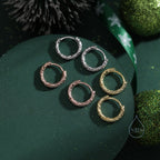 Hammered Huggie Hoop in Sterling Silver, Silver or Gold, 8mm and 10mm Two Sizes, Organic Shape Hoops