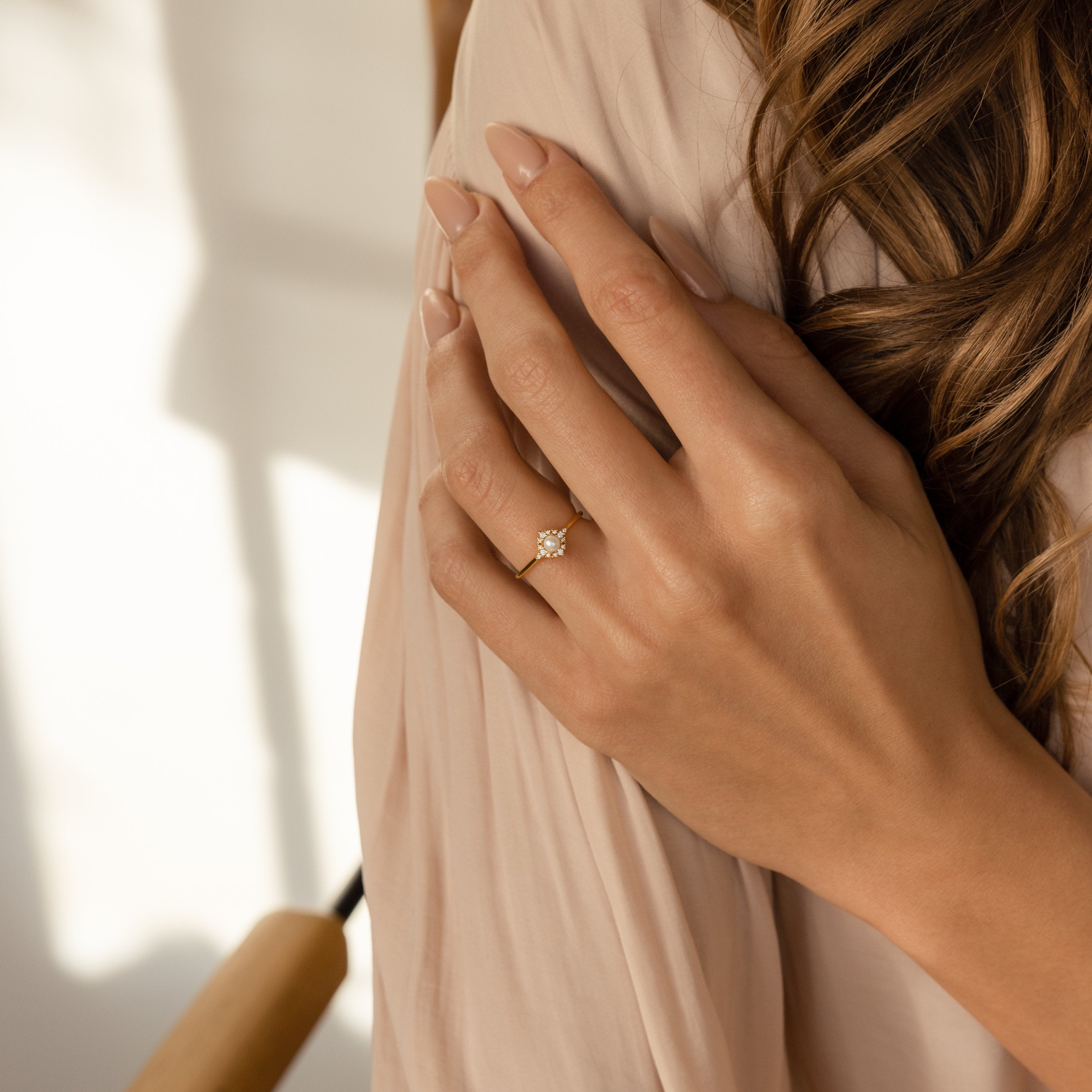 Vintage Pearl & Diamond Ring