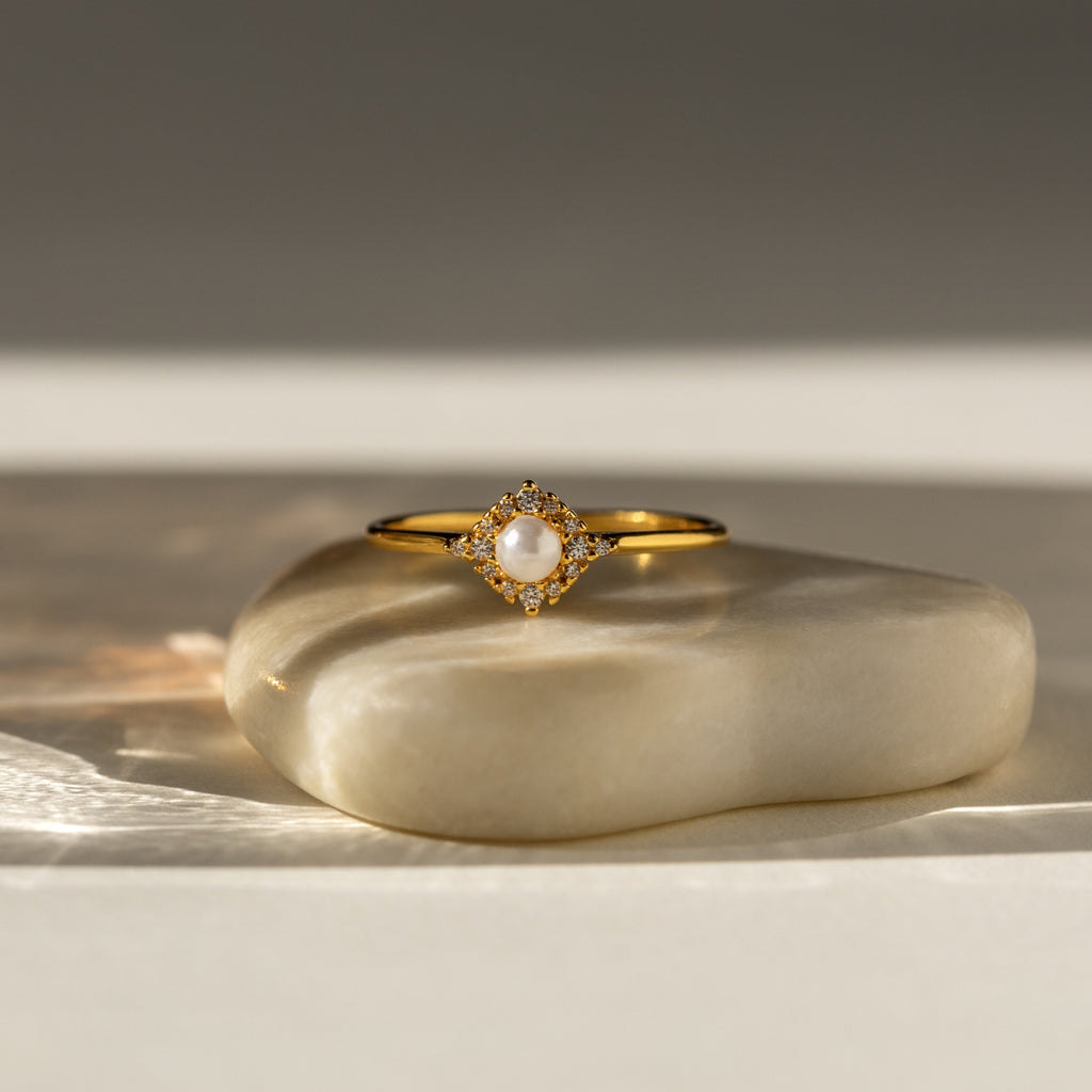 Vintage Pearl & Diamond Ring