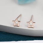 Very Tiny Sterling Silver Tiny Little Open Star Cutout Stud Earrings, Silver, Gold or Rose Gold, Cute and Fun Jewellery