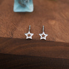 Very Tiny Sterling Silver Tiny Little Open Star Cutout Stud Earrings, Silver, Gold or Rose Gold, Cute and Fun Jewellery