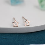 Very Tiny Sterling Silver Tiny Little Open Star Cutout Stud Earrings, Silver, Gold or Rose Gold, Cute and Fun Jewellery