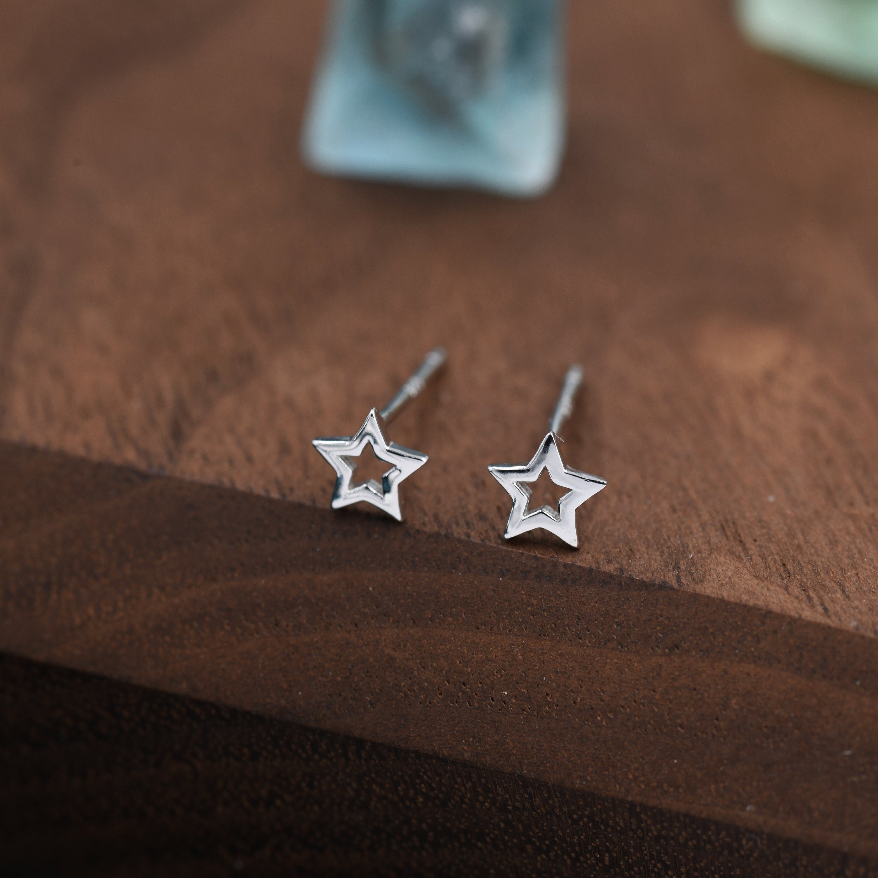 Very Tiny Sterling Silver Tiny Little Open Star Cutout Stud Earrings, Silver, Gold or Rose Gold, Cute and Fun Jewellery