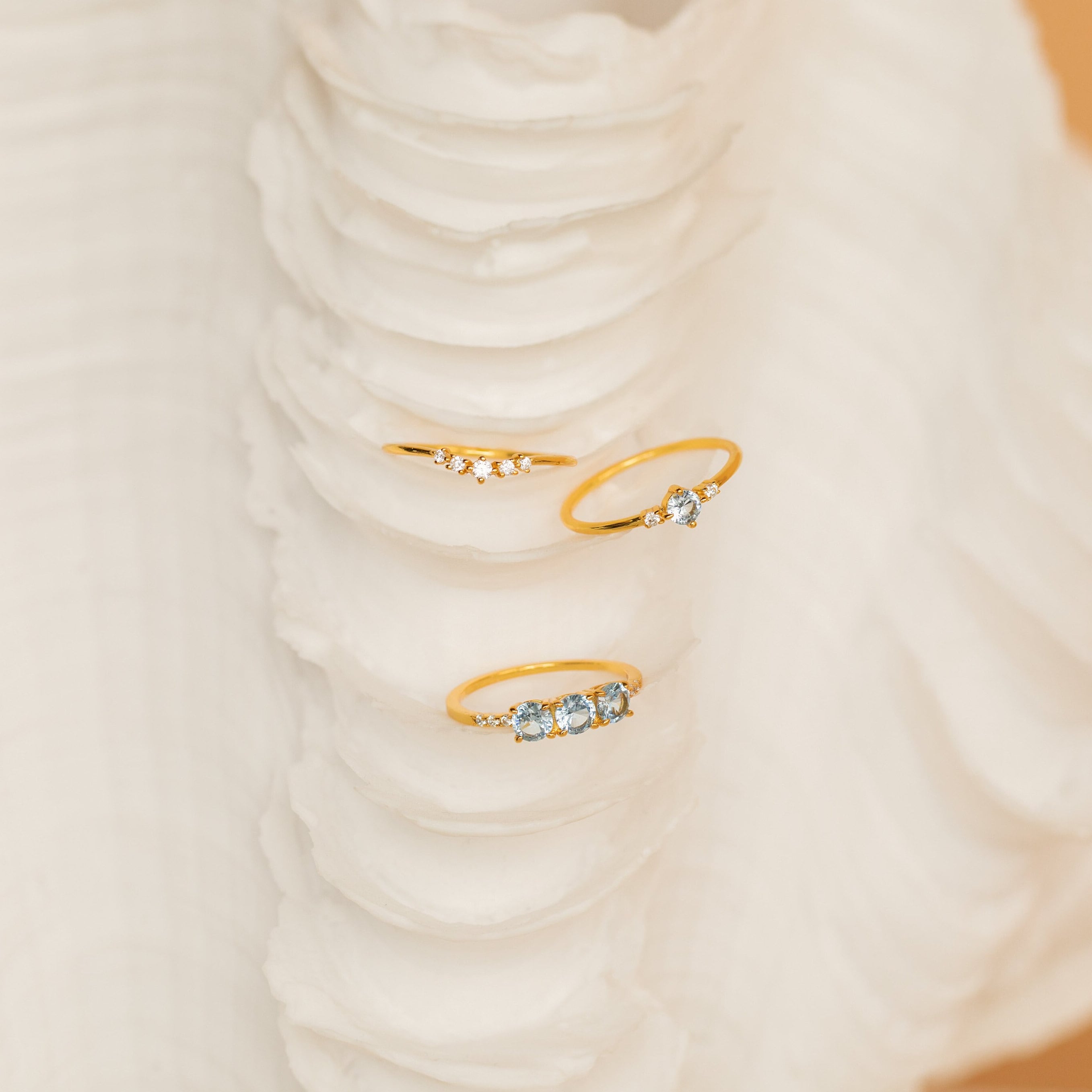 Aquamarine Ring Set by Caitlyn Minimalist • Set of 3: Blue Diamond Stacking Rings • Summer Jewelry • Perfect Bridesmaid Gift Set • RR113