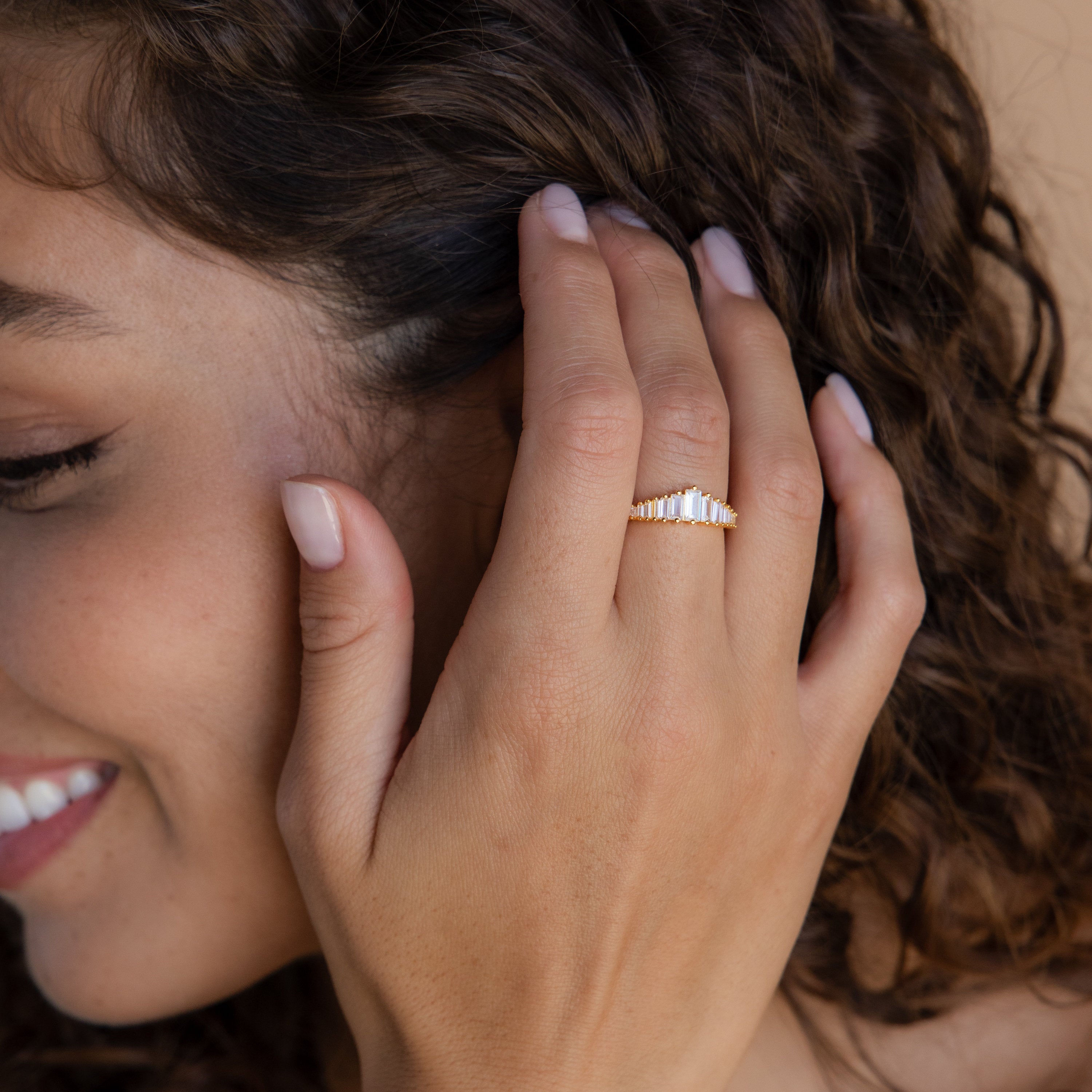 Art Deco Diamond Ring by Caitlyn Minimalist • Gold Vintage Style Cocktail Ring • Crystal Chandelier Engagement Ring • Gift for Her • RR106