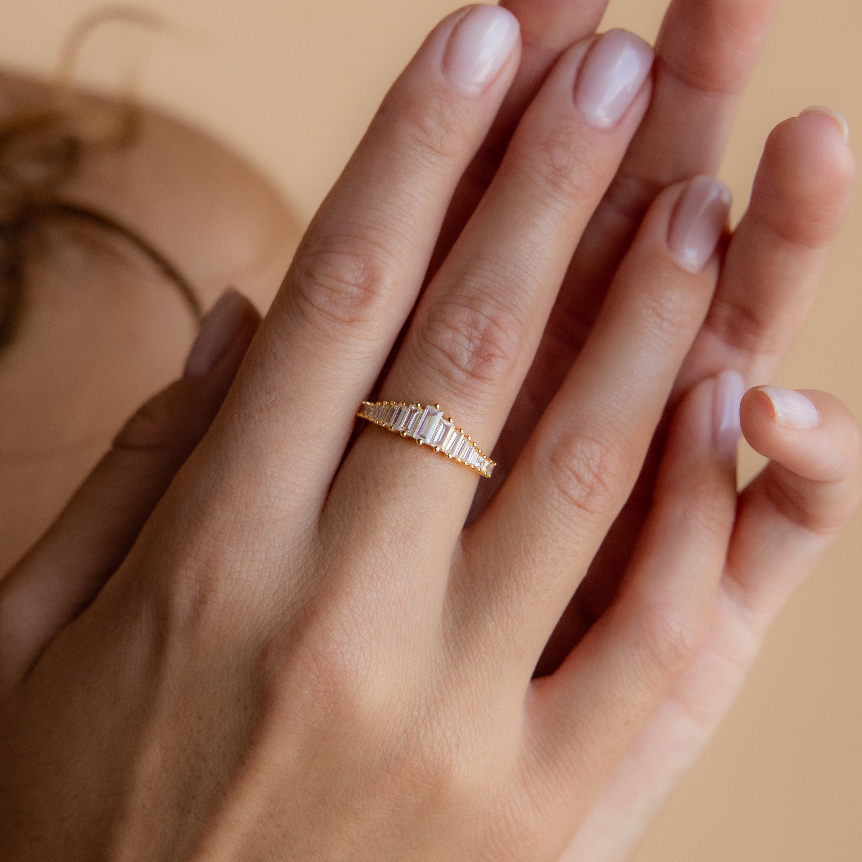 Art Deco Diamond Ring by Caitlyn Minimalist • Gold Vintage Style Cocktail Ring • Crystal Chandelier Engagement Ring • Gift for Her • RR106