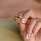 Agate Emerald Ring by Caitlyn Minimalist • Green Crystal Gemstone Ring • Vintage Art Deco Jewelry • Promise Ring • Anniversary Gift • RR086
