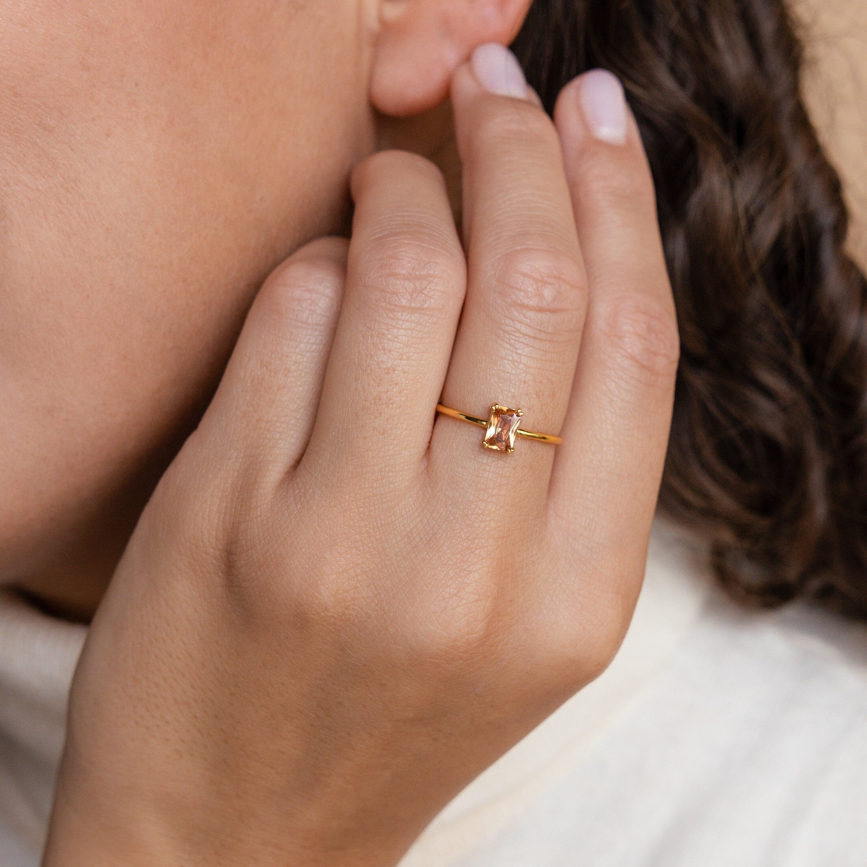 Citrine Emerald Cut Ring