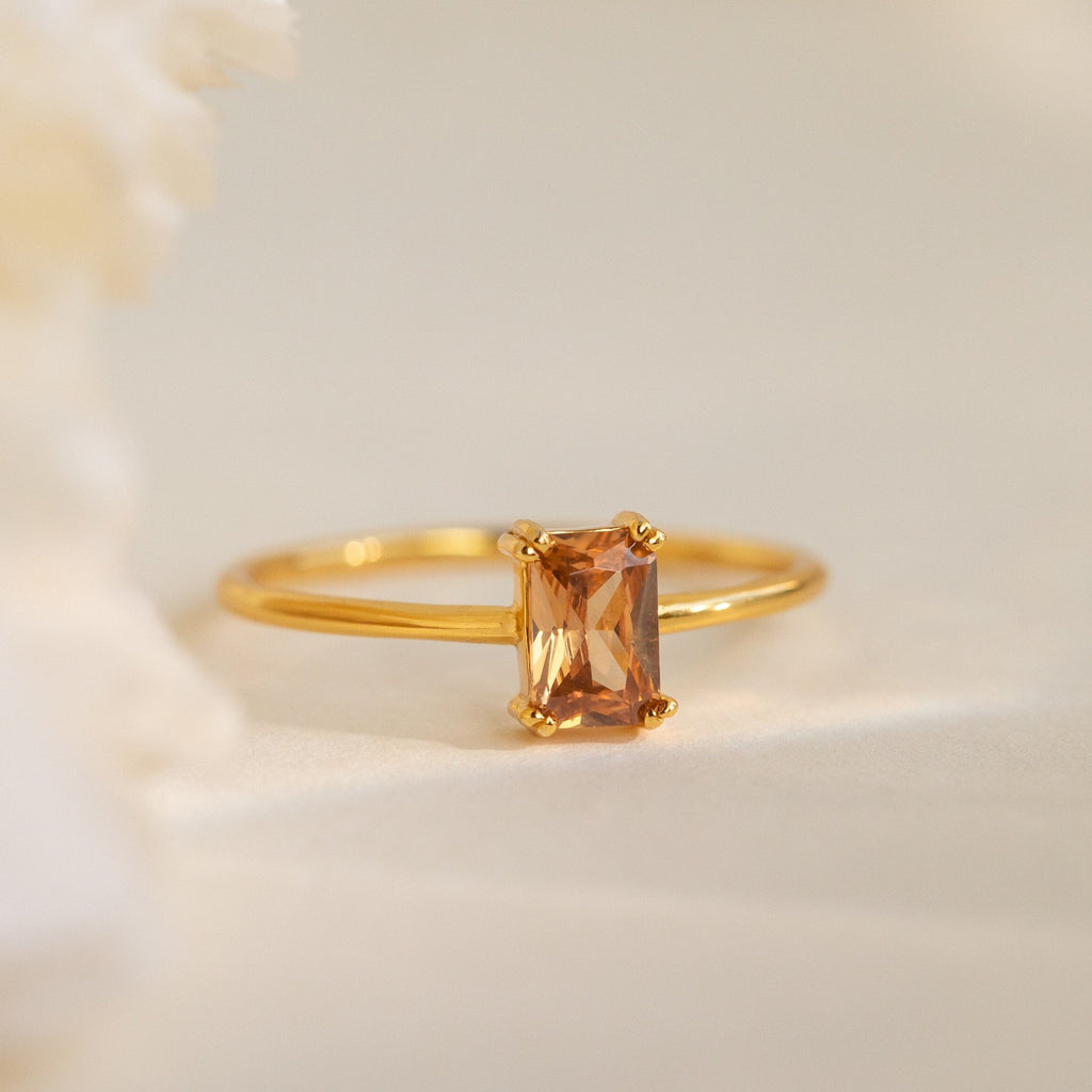Citrine Emerald Cut Ring