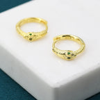 Snake Huggie Hoop in Sterling Silver, Silver or Gold,  10mm Inner Diameter, Ouroboros Hoop Earrings, Serpent Earrings