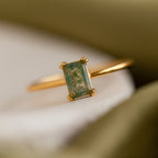 Agate Emerald Ring by Caitlyn Minimalist • Green Crystal Gemstone Ring • Vintage Art Deco Jewelry • Promise Ring • Anniversary Gift • RR086