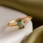 Agate Emerald Ring by Caitlyn Minimalist • Green Crystal Gemstone Ring • Vintage Art Deco Jewelry • Promise Ring • Anniversary Gift • RR086
