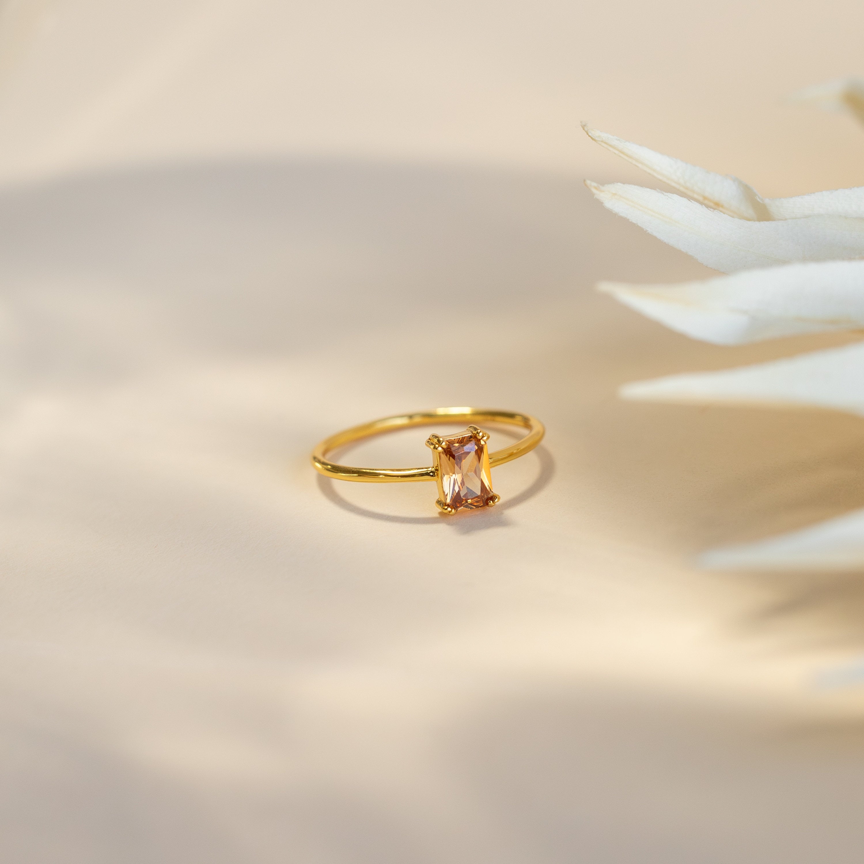 Citrine Emerald Cut Ring