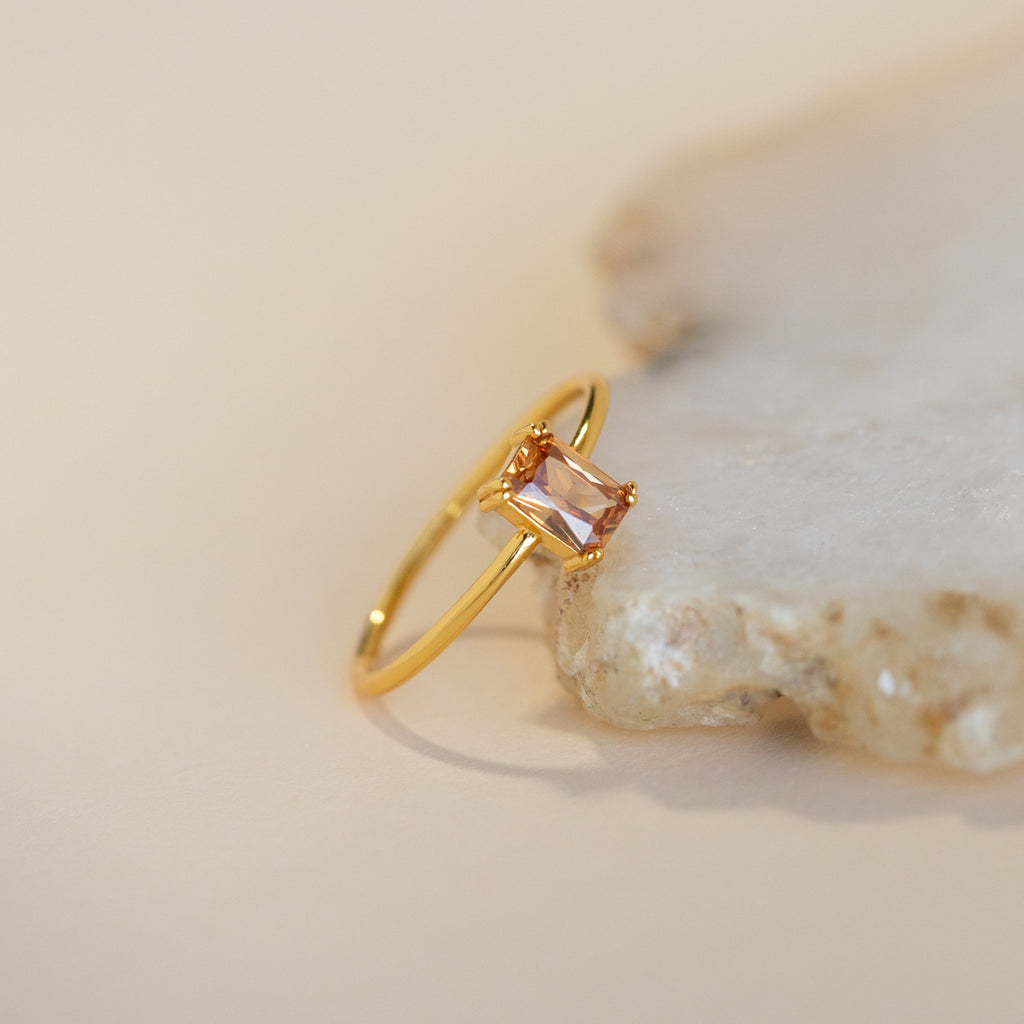 Citrine Emerald Cut Ring