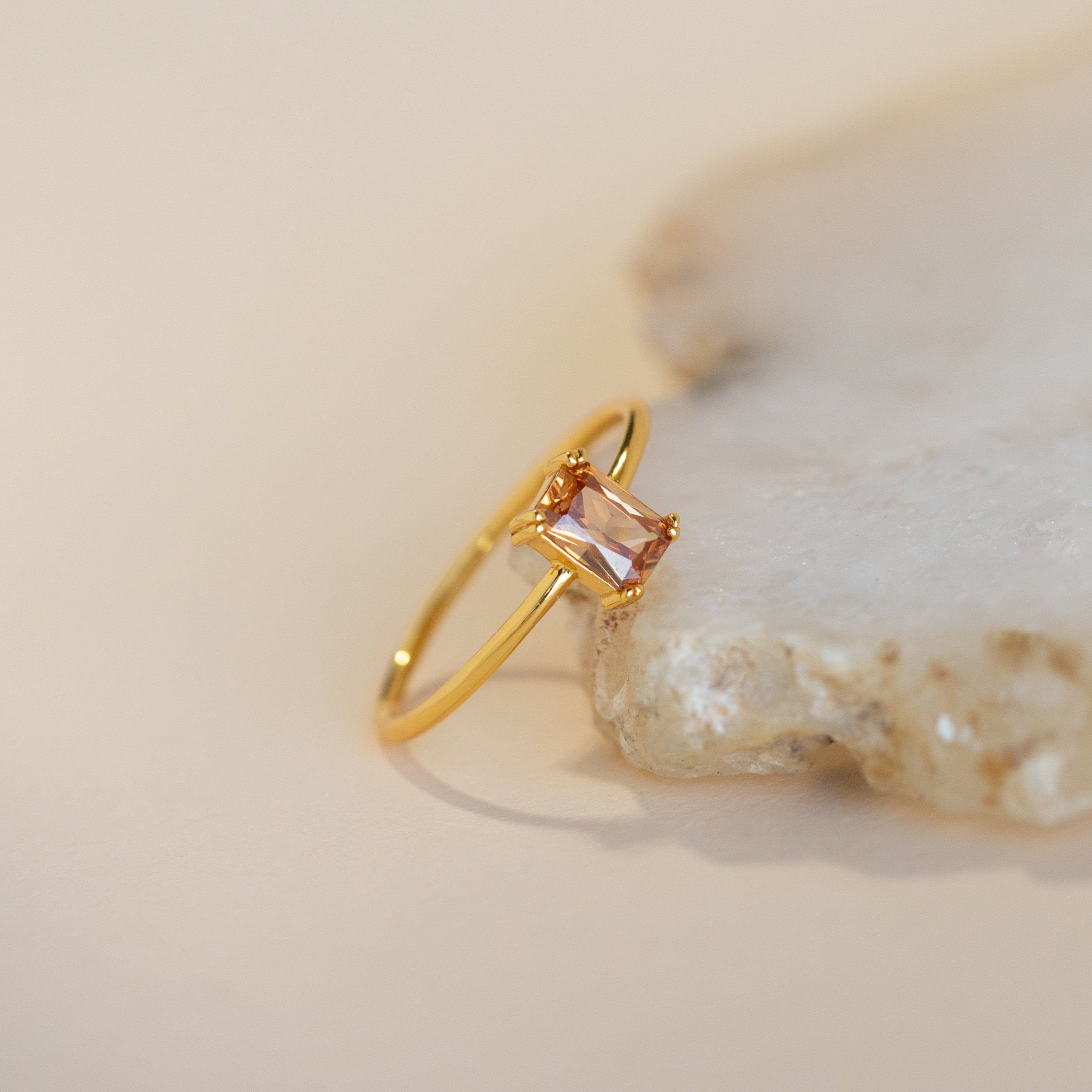 Citrine Emerald Cut Ring