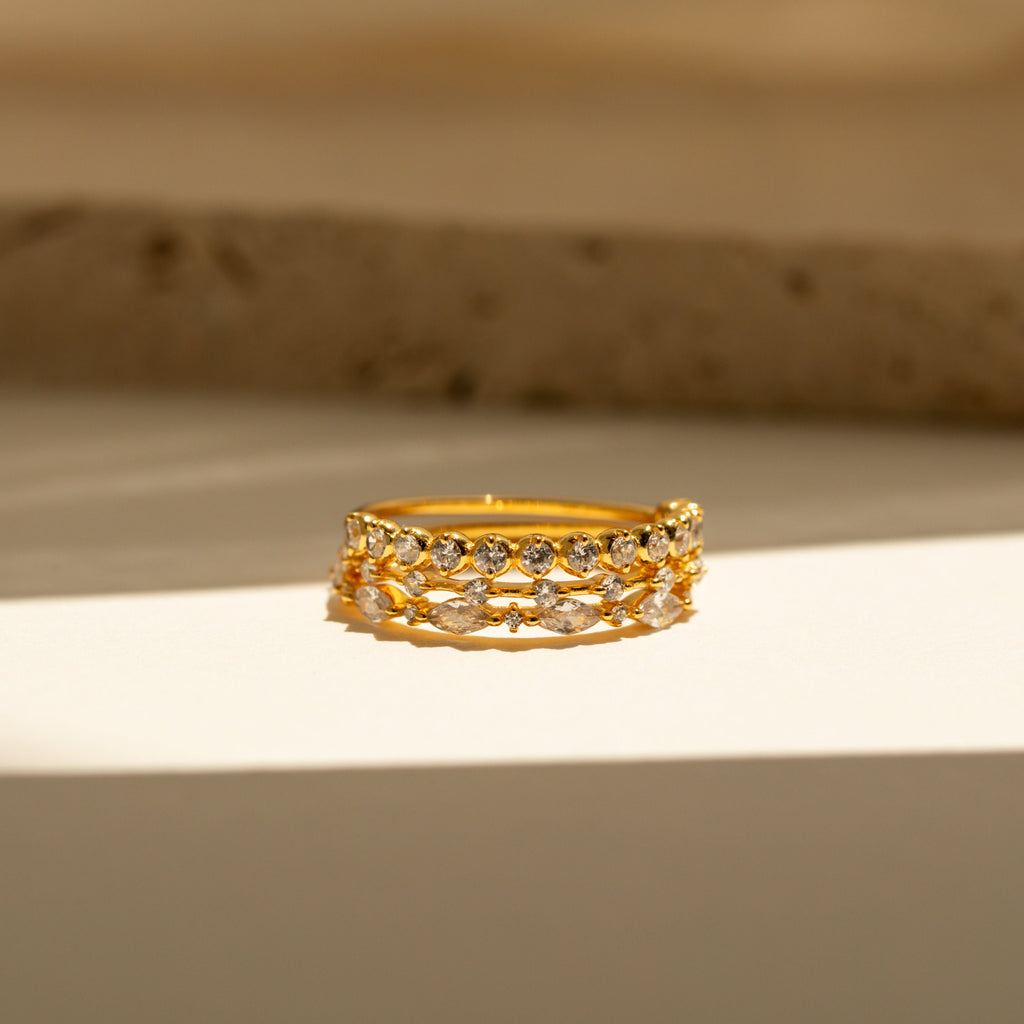 Diamond Stacking Ring Set by Caitlyn Minimalist • Set of 3 Dainty Gemstone Rings • Crystal Jewelry • Anniversary Gifts for Women • RR114