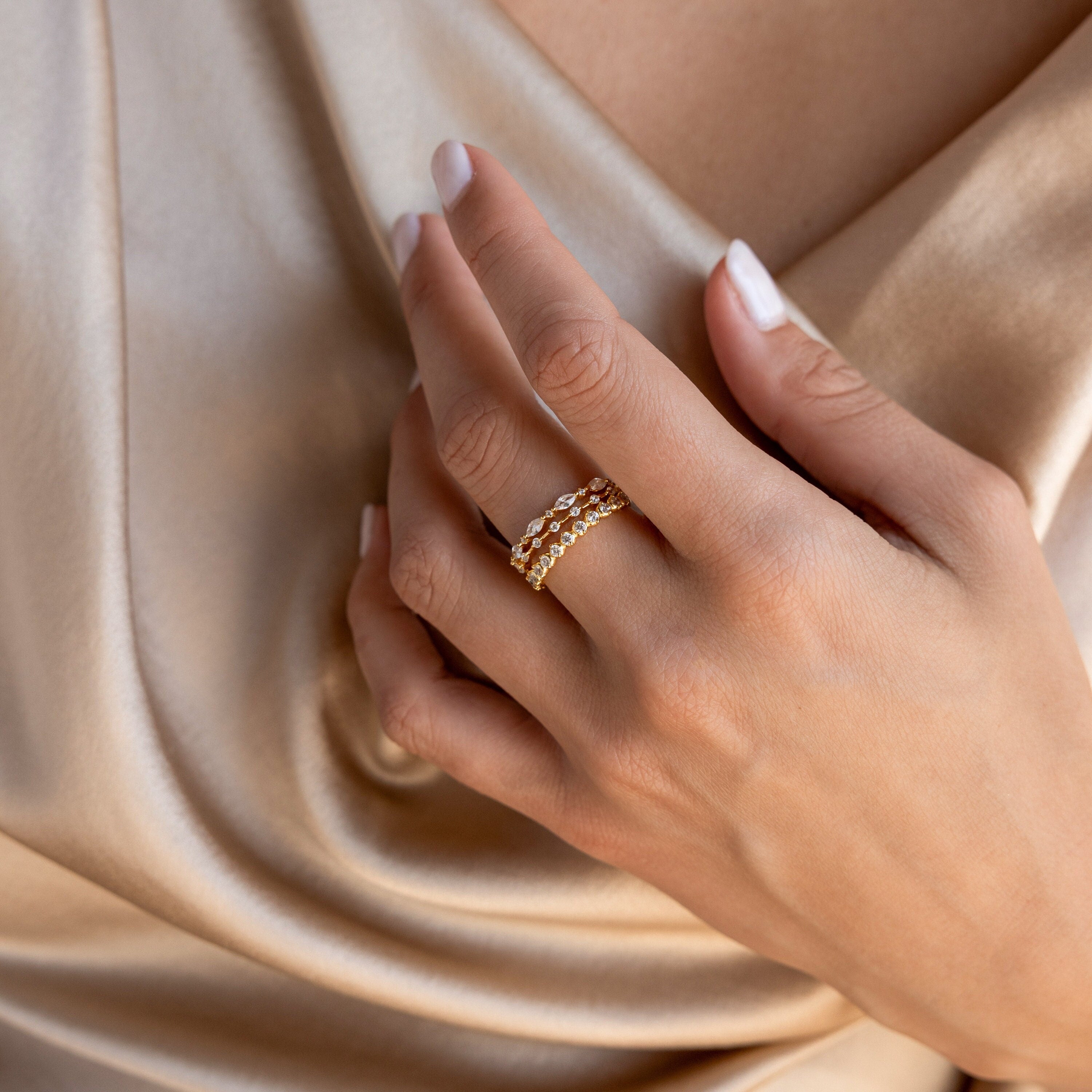 Diamond Stacking Ring Set of 3