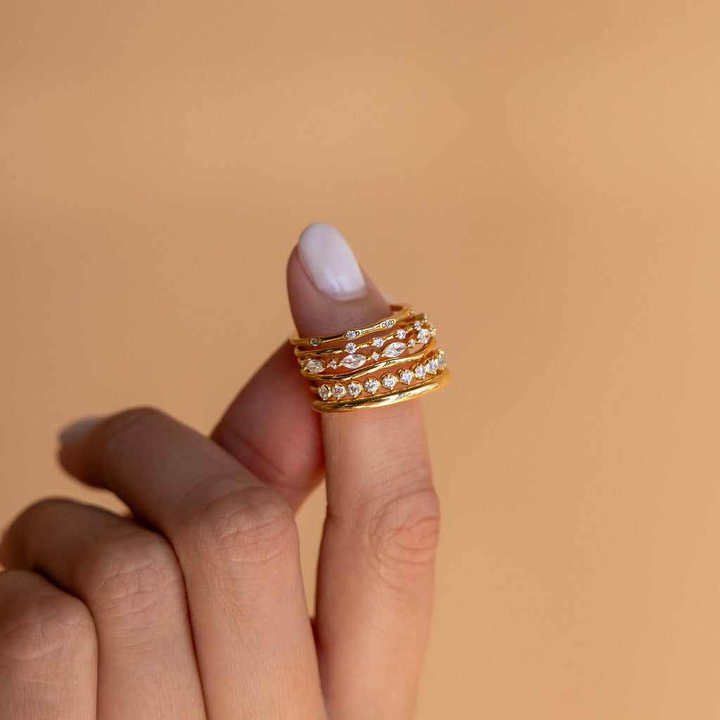 Diamond Stacking Ring Set by Caitlyn Minimalist • Set of 3 Dainty Gemstone Rings • Crystal Jewelry • Anniversary Gifts for Women • RR114