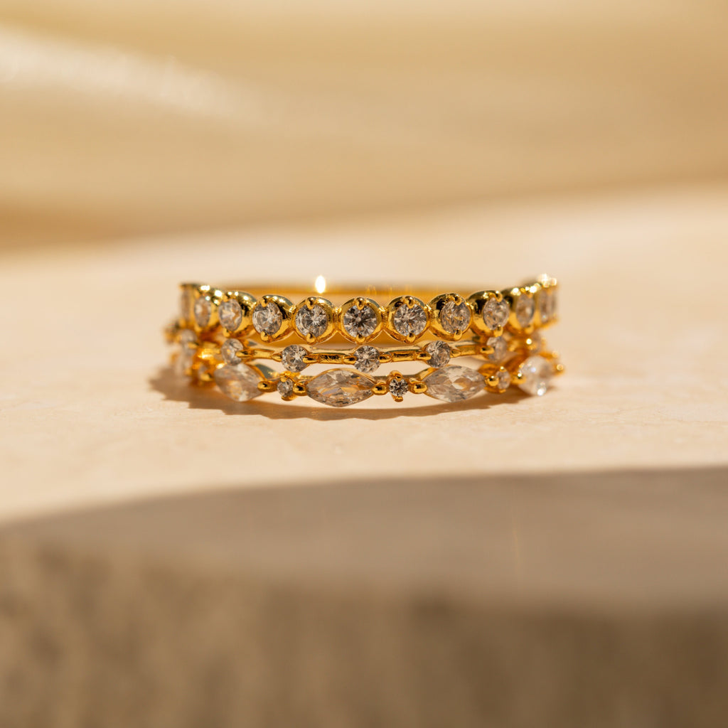 Diamond Stacking Ring Set by Caitlyn Minimalist • Set of 3 Dainty Gemstone Rings • Crystal Jewelry • Anniversary Gifts for Women • RR114