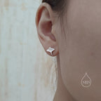 Mismatched Kawaii Hammerhead Shark and Manta Ray Stud Earrings in Sterling Silver, Silver or Gold or Rose Gold,  Asymmetric Fish Earrings