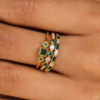Dainty Emerald Ring Set by Caitlyn Minimalist • Green Gemstone Ring • Diamond Stacking Rings • Anniversary Gift • RR132